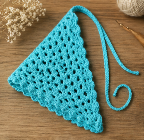 Bandana Triangular a Crochet Agua de Mar