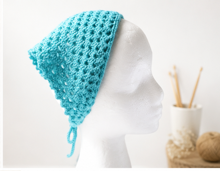 Bandana Triangular a Crochet Agua de Mar