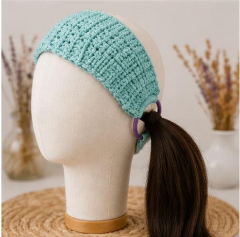 Diadema a Crochet con goma elástica, cinta para el pelo