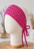 Diadema a crochet con cordón para atar. Cinta para el pelo.