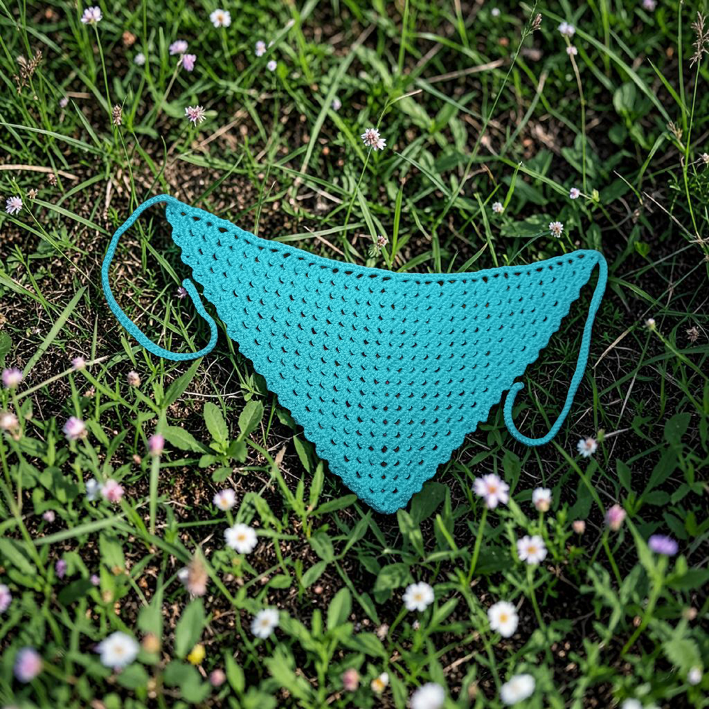 Bandana Triangular a Crochet Agua de Mar