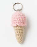 Llavero a Crochet, Colgante Helado de Fresa