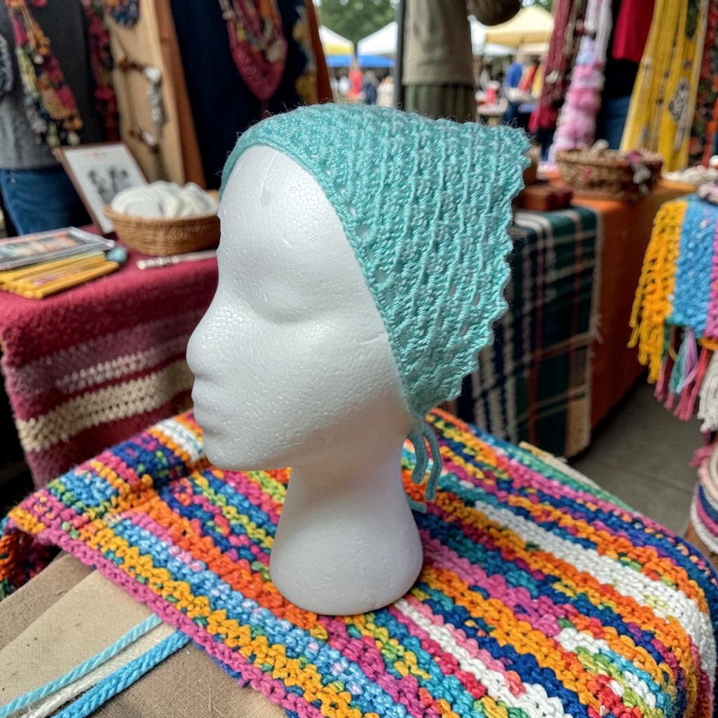 Bandana Triangular a Crochet Agua de Mar