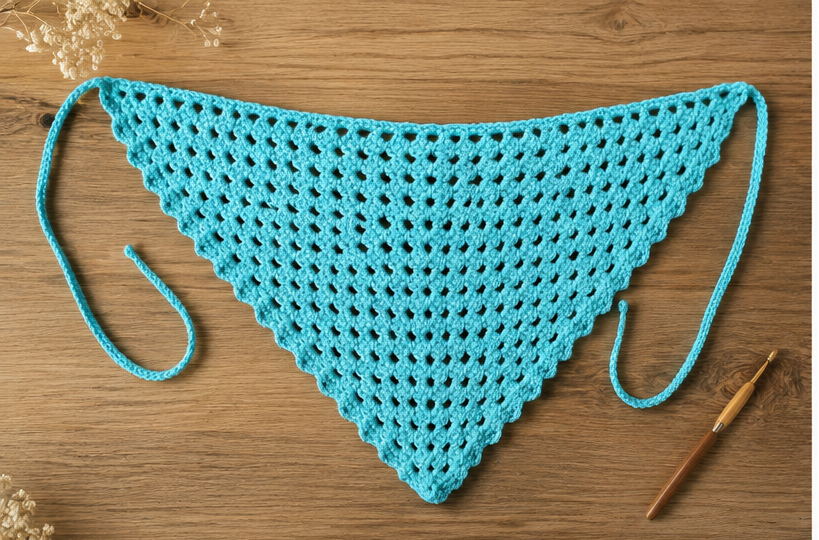 Bandana Triangular a Crochet Agua de Mar